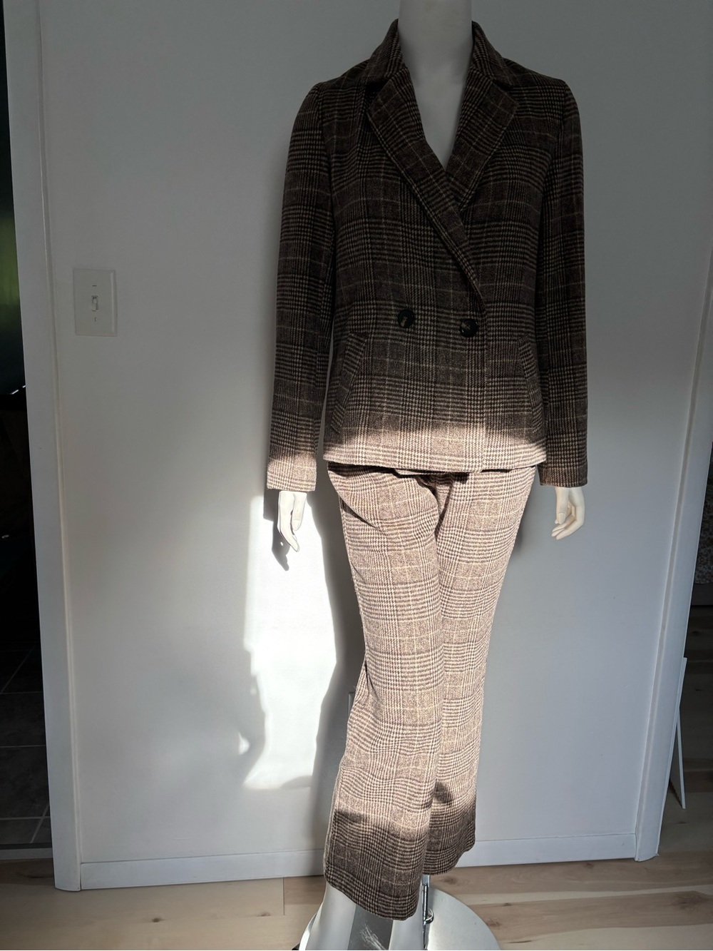 Vintage HYFVE Brown Plaid Pantsuit